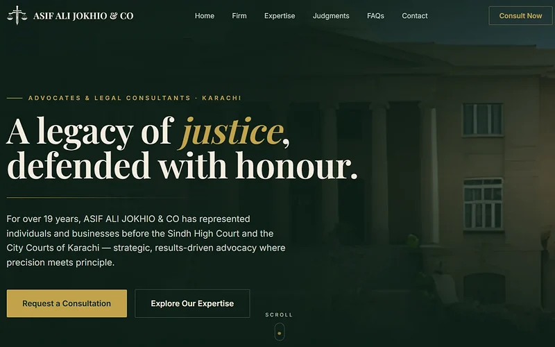 Asif Ali Jokhio & Co.: Website for advocates & legal consultants, Karachi