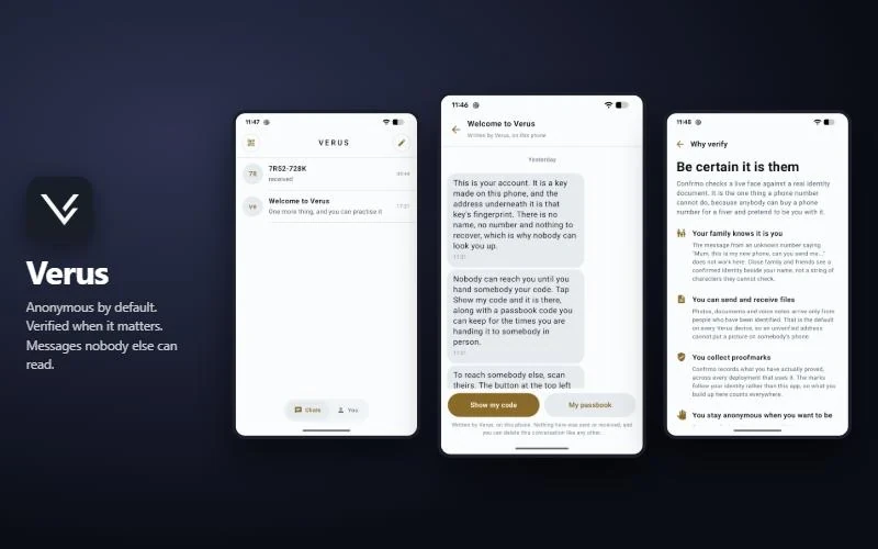 Verus: Anonymous, verified, private messaging
